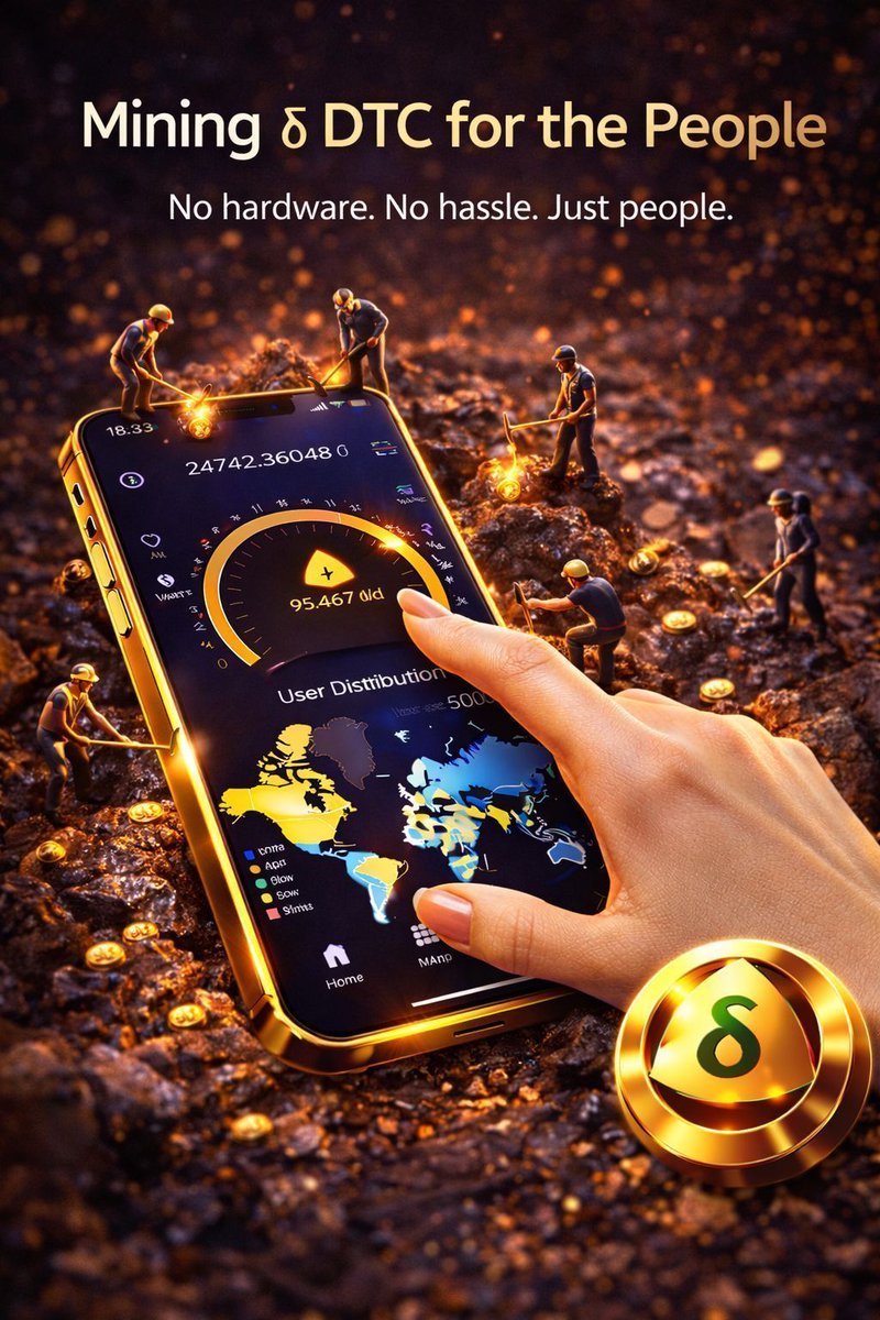 🤝⛏️ Mining δ DTC — for the people

No hardware.
No hassle.
Just people.

Delta Kim makes participation radically simple:

📱 One tap starts a 24-hour mining cycle
🌍 A global, non-sovereign, people-powered digital currency
🔐 No private keys. No passwords. No seed phrases
⚙️ No