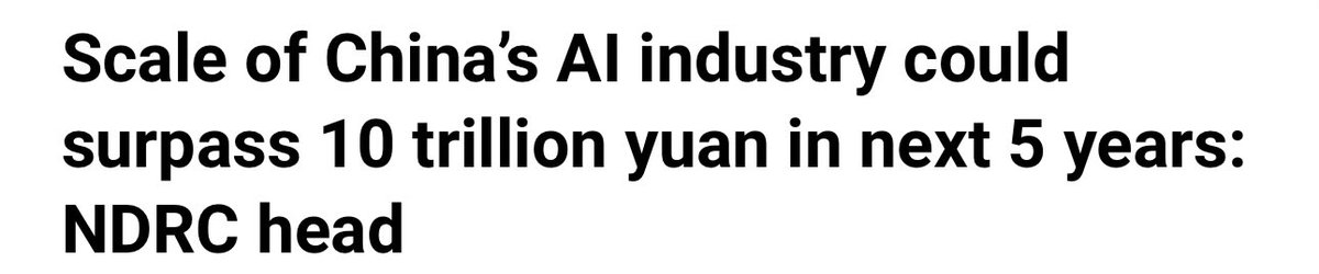 BrianTycangco's tweet photo. From 1.2T yuan in 2025, China sees its AI industry reaching 10T yuan by 2030. That’s a 53% CAGR over the next five years!

Imagine not owning Chinese AI names.

$BABA $BIDU $TCEHY $KC $GDS https://t.co/FojDExg5MD https://t.co/hnEEzWgCch #Zhipu #Minimax https://t.co/2DUvT0d8Vg