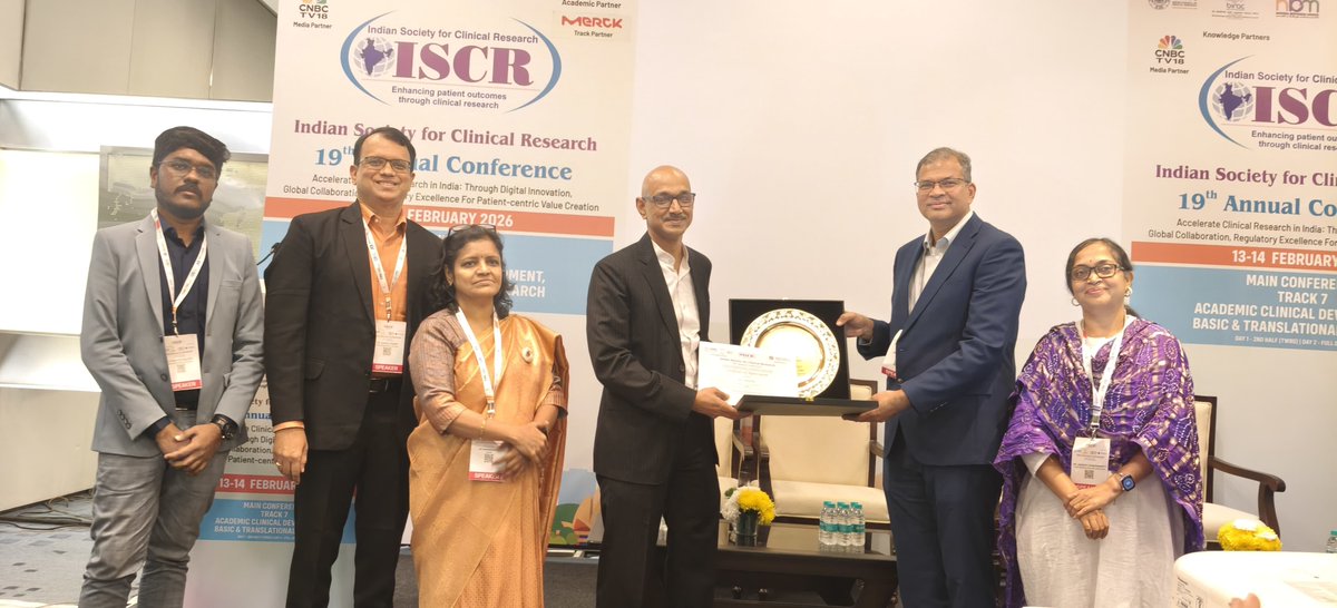 iscrindia's tweet photo. Insightful day at the 19th Annual Conference!
Key highlights:
- Dr Prabhakaran D on AI-ECG & digital innovation
- ICMR’s "Shakti" & 1000 trial sites (INTENT program)
- Dr Arun Bhatt on patient-centric data
- Dr Nitya Wadhwa’s masterclass
Congrats to the Award winners! #ISCR https://t.co/2UzNDJU70I
