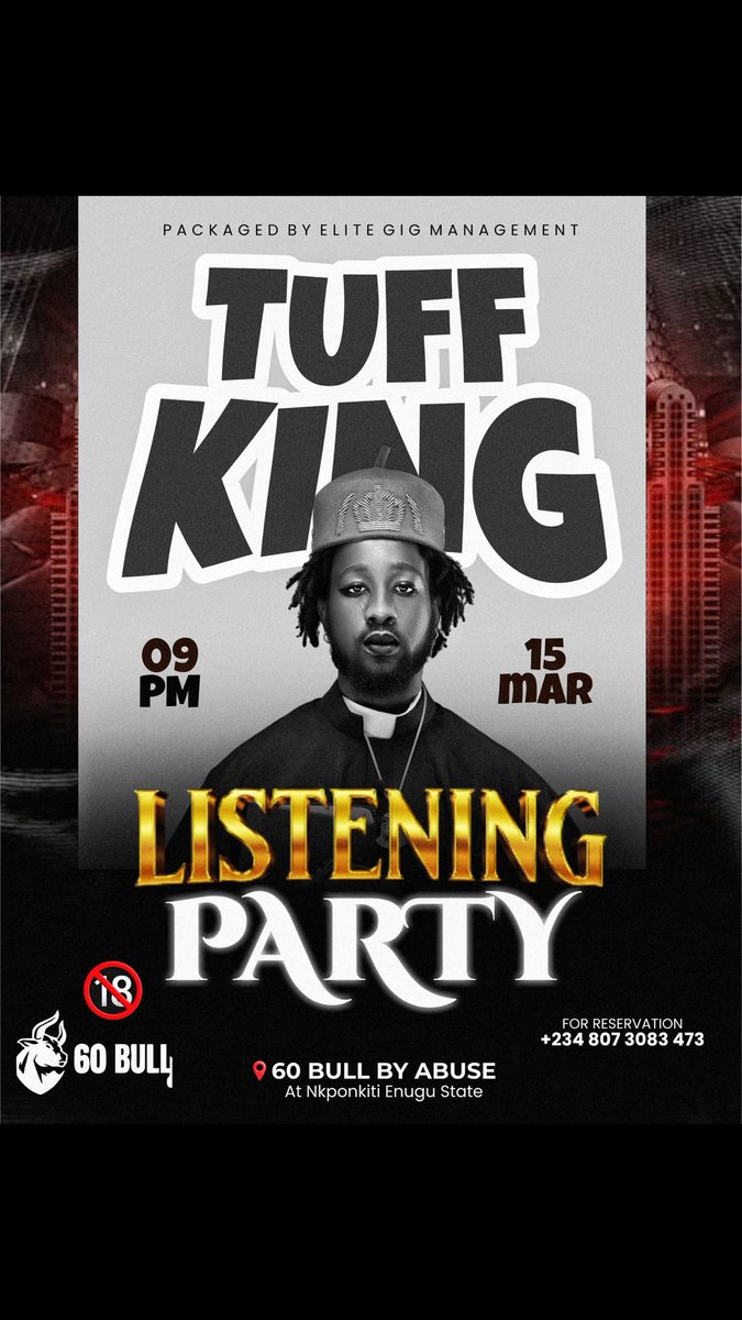 TuffKingisrael_'s tweet photo. Enugu the KING will be live on the 15th March 🚨🚨

Get ready for a blast💥💥

See you on the 15th🐑🖤 https://t.co/rt9hU8aH4P