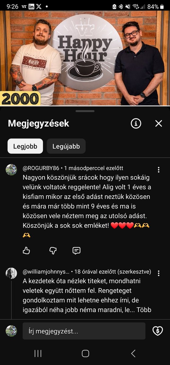 ROGURBY86's tweet photo. @thevrpisti  @thevrjani  @thevrbazsi  9éve 2017február28 a kisfiammal elösszőr néztünk közösen Happy Hourt. Pisti hangját meg is szerette.2025  dec 18 pedig az utolsó liveot is együtt néztük.Köszönjük nektek a sok emléket és sok sikert kívánunk a továbbiakban.Hűséges rajongóitok! https://t.co/4ntL5rDQf4