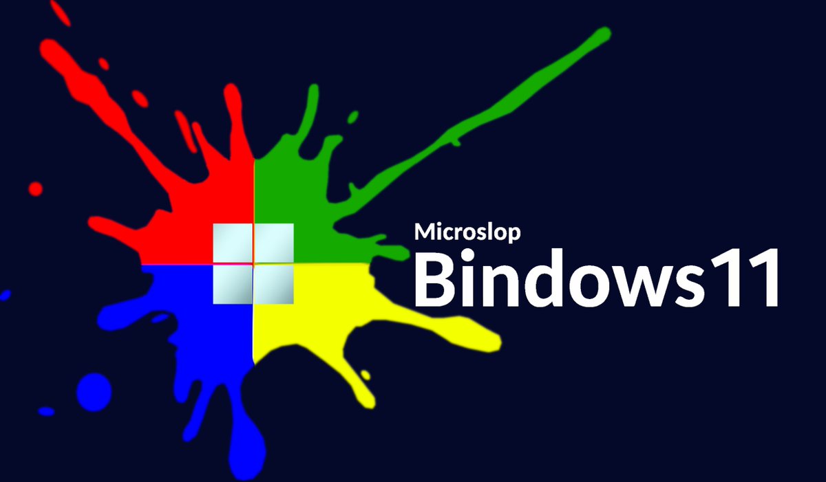 Elbram_Tsol's tweet photo. Two microslop logos I made in gimp (on Linux btw) for an upcoming youtube video, use them at your own discretion.

#Microslop #microsoft #Windows #Windows11 #WindowsForum #windowsupgrade #Windowsupdate https://t.co/0J4fSGwVAi