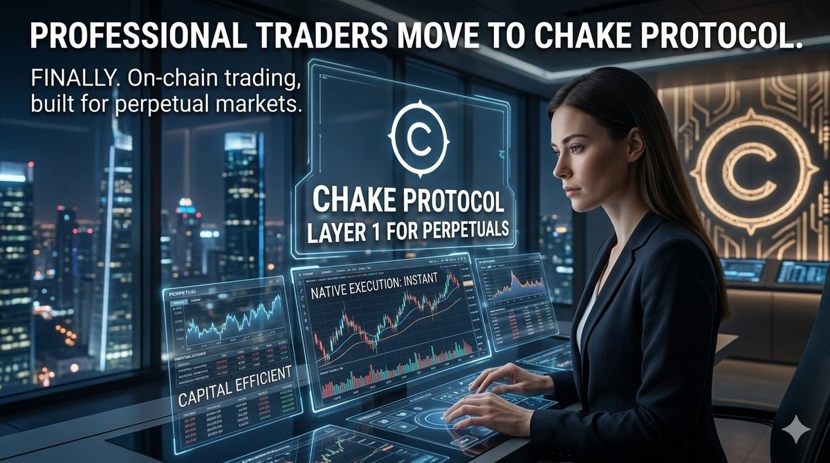 GoldSmart4e's tweet photo. 🧵 
1/6 
Hey CT 👋 
💥 Professional traders are moving to Chake Protocol. Why? Because on-chain trading just got fast, predictable, and profitable—finally a Layer 1 built for perpetual markets, not general apps.
#ChakeProtocol #CHAKE #DeFi #Perpetuals https://t.co/cbuOEzgDYE
