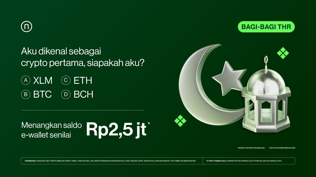 Sore Teman Pintu!

Ada hadiah sebesar Rp2.500.000 dalam bentuk saldo e-wallet buat 50 pemenang beruntung yang berhasil menjawab pertanyaan di gambar ini dengan benar!

Cara ikutan:
1️⃣ Follow akun <a href="/PintuID/">Pintu</a> 
2️⃣ Like dan repost tweet ini
3️⃣ Reply dengan jawaban dari pertanyaan yang