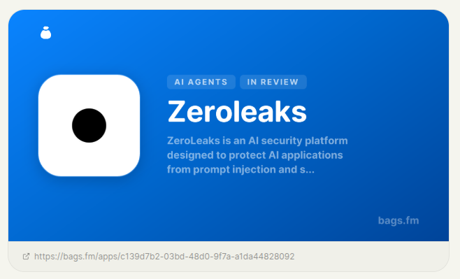 Today, I've applied with <a href="/ZeroLeaks/">ZeroLeaks</a> to the <a href="/BagsHackathon/">Bags Hackathon</a>, wish us luck!

Link: bags.fm/apps/c139d7b2-…