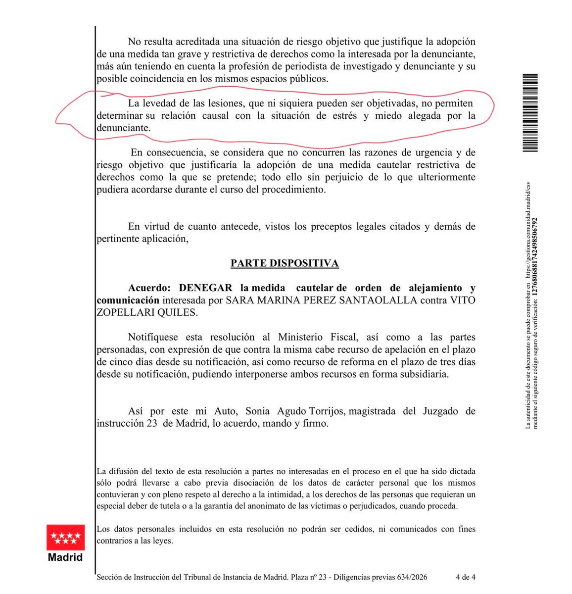 GabrielAraujoES's tweet photo. Levedad de lesiones que ni siquiera pueden ser objetivadas, dice la juez. El brazo en cabestrillo de Sarah Santaollla, es tan inútil como la h en la que acaba su nombre. Un paripé, como en los típicos casos falsos de collarín por latigazo cervical. Un fraude. https://t.co/bsICzo0NIG