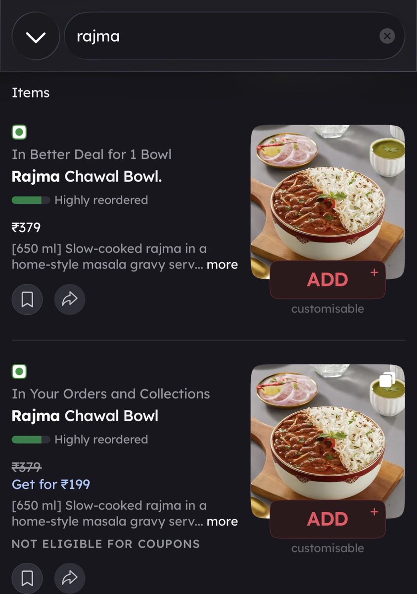 kinovyy's tweet photo. @zomato siggu padu. Big Bowl on Bannerghatta Road on zomato has this in It’s catalogue. How is this even allowed?? I was scammed into paying the higher price before only to come across this shithousery by chance now https://t.co/lyWaSvgzVj