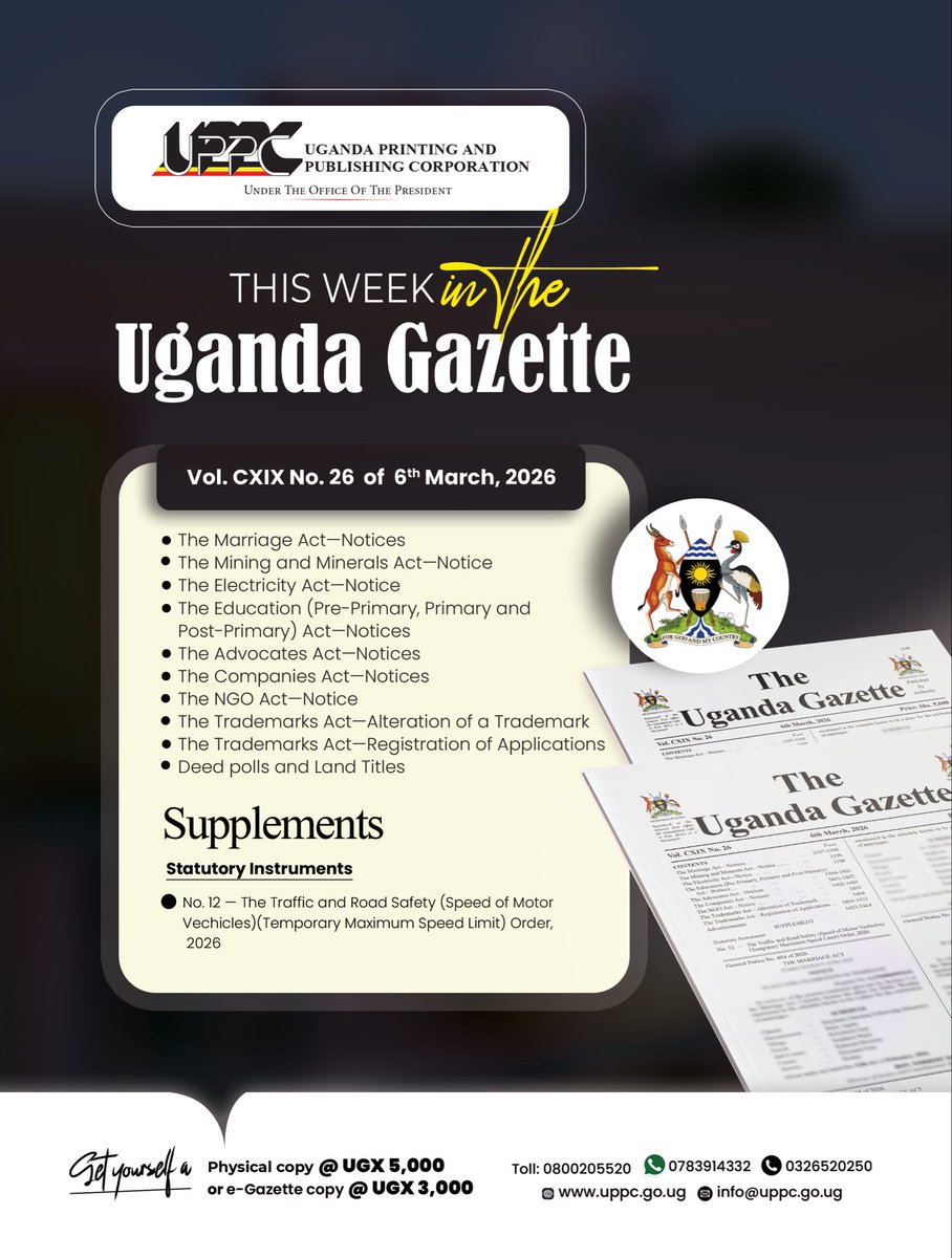 The Uganda Gazette tweet media