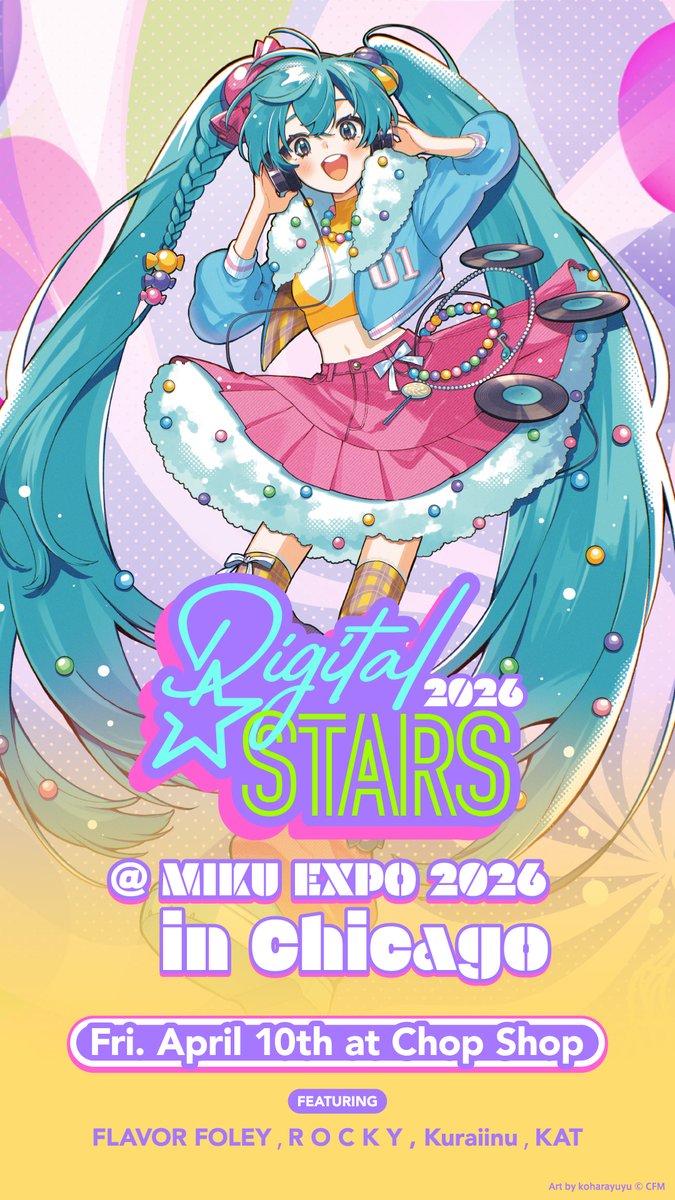 mikuexpo's tweet photo. 📢Digital Stars @ MIKU EXPO 2026 North America Chicago📢
Tickets for Digital Stars in Chicago on April 10th (Fri.), 2026 are available today!

▼FEATURING▼
FLAVOR FOLEY
R O C K Y
Kuraiinu
KAT

Don’t miss your chance👀
▼Tickets
https://t.co/82YfWgAYRA https://t.co/SWyQF32Aeq