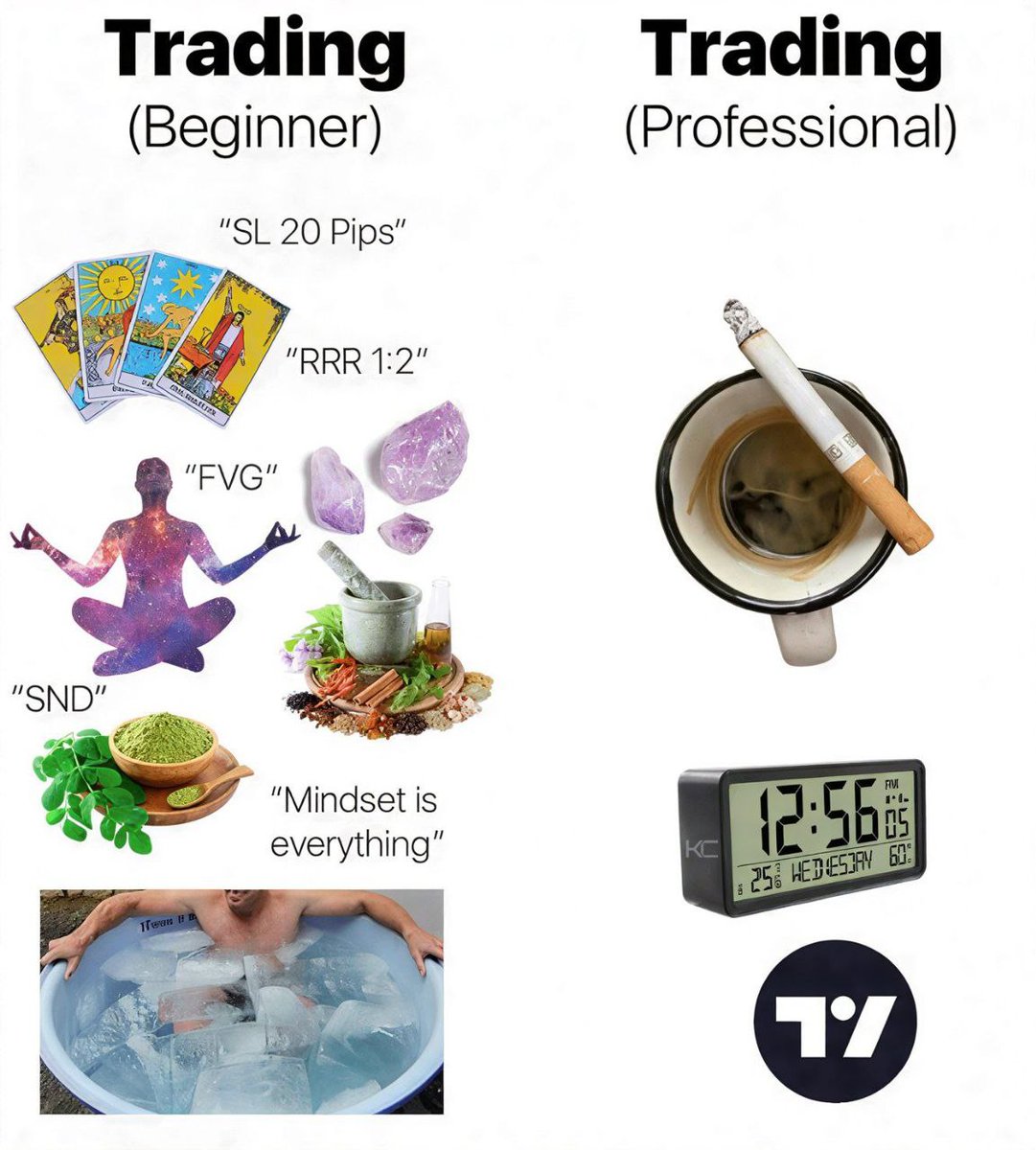 Beginner vs Professional in trading: