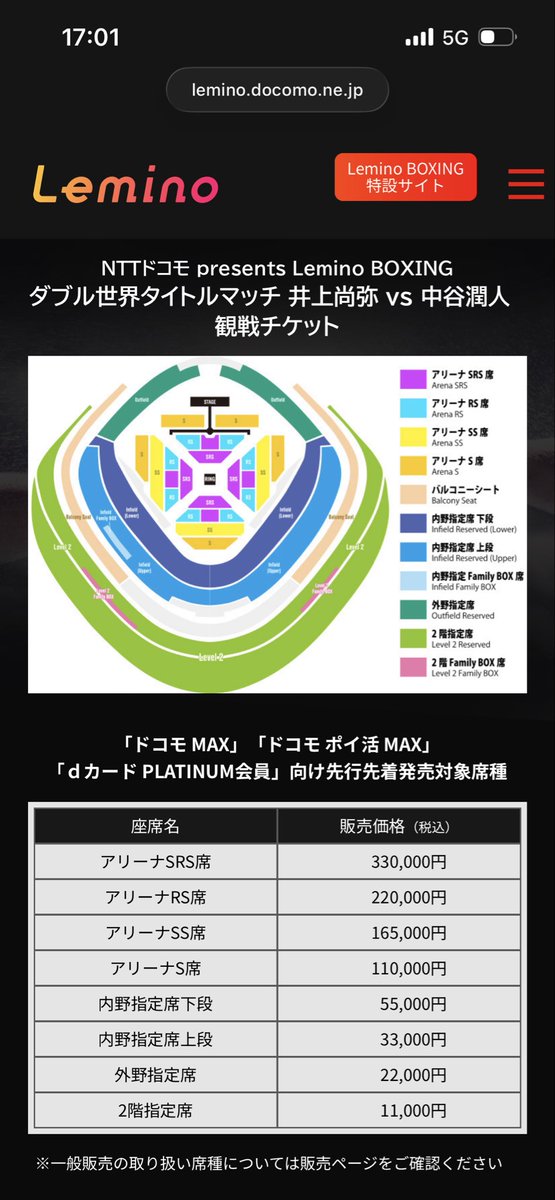 ついに来た🔥 🥊井上尚弥 vs 中谷潤人 東京ドーム決戦 チケット価格