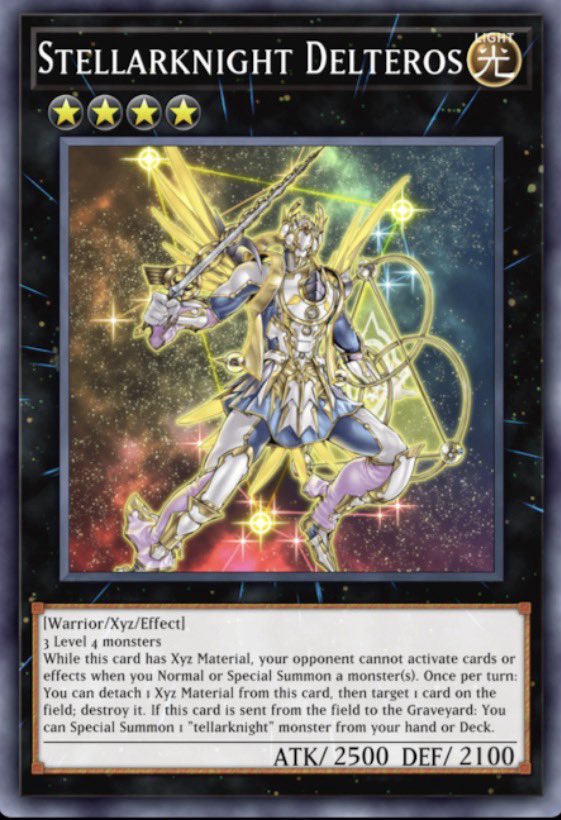 zacha33k's tweet photo. @MBTYuGiOh For me it’s definitely the tellarknights! Being deeply rooted in astronomy

The example provided here is delteros representing the Summer Triangle! An Asterism whose defining stars are Deneb, Altair, and Vega! All being level 4 monsters eligible to be the 3 materials of delteros! https://t.co/L4Zbtv09G0