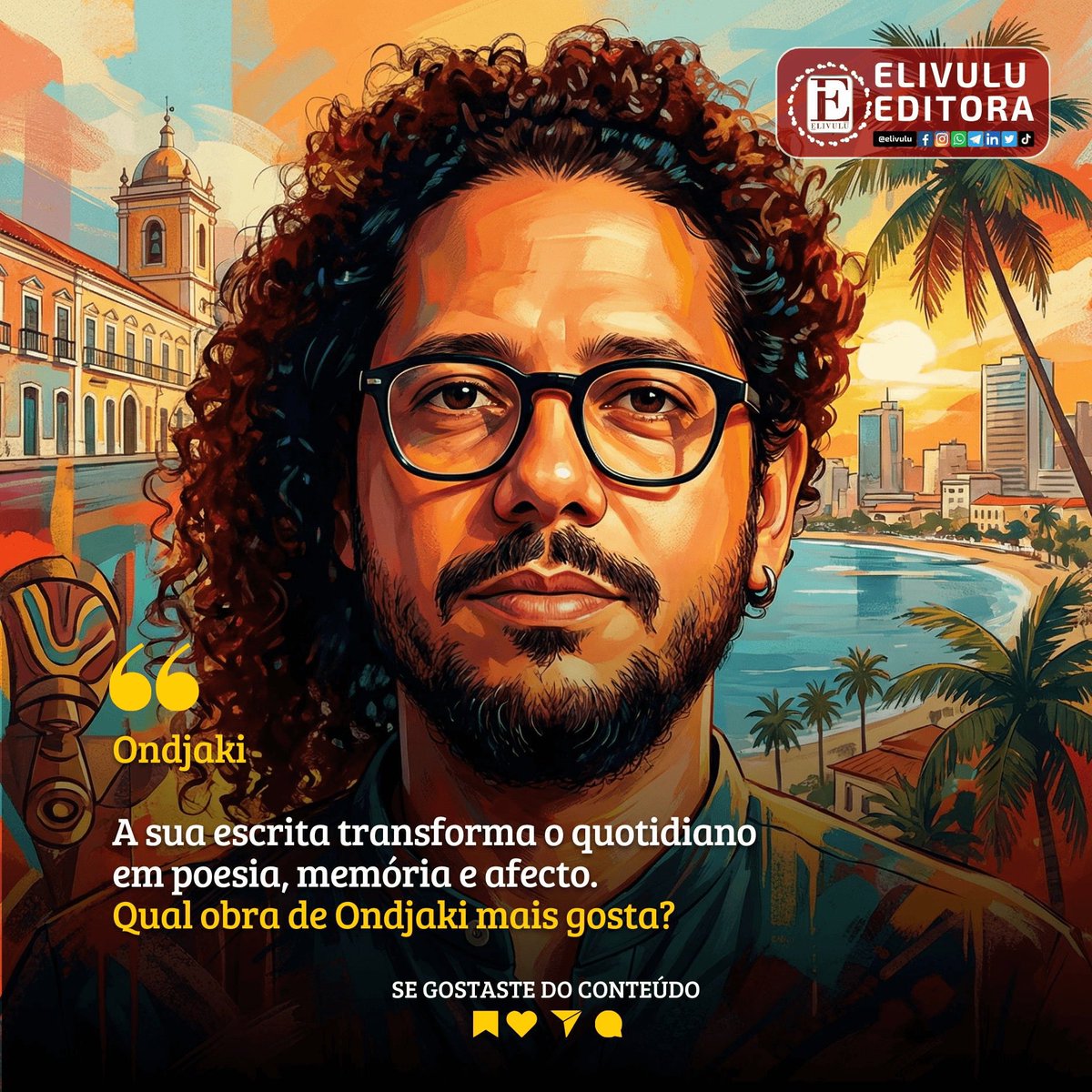 ✍️𝐎𝐧𝐝𝐣𝐚𝐤𝐢

A sua escrita transforma o quotidiano em poesia, memória e afecto.

Qual obra de Ondjaki mais gosta?

#AutoresContemporâneos #Ondjaki #LiteraturaAngolana