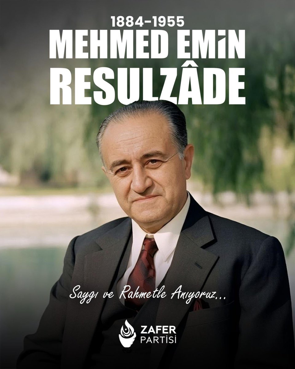 "Bir kere yükselen bayrak, bir daha inmez!" sözüyle Türk dünyasının hürriyet ve istiklal davasında silinmez bir iz bırakan, Azerbaycan Demokratik Cumhuriyeti’nin kurucu lideri Mehmet Emin Resulzade’yi vefatının yıl dönümünde saygı ve rahmetle anıyoruz.