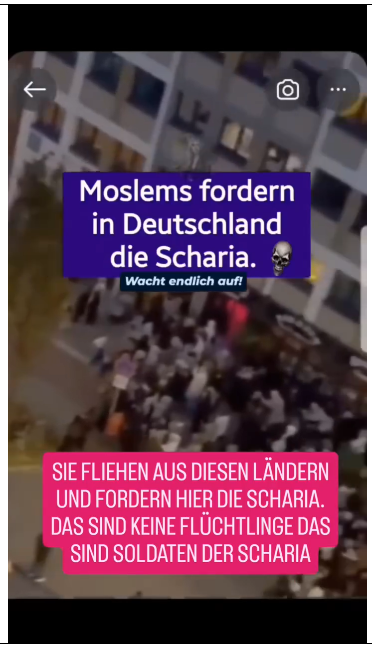 Leute wacht endlich auf!👍
Wer hier zu uns kommt und die Scharia fordert, der ist KEIN Flüchtling, sondern ein Islamist, der uns islamisieren will. 
Politik und Kirchen schauen zu und verlieren KEIN Wort darüber!😡