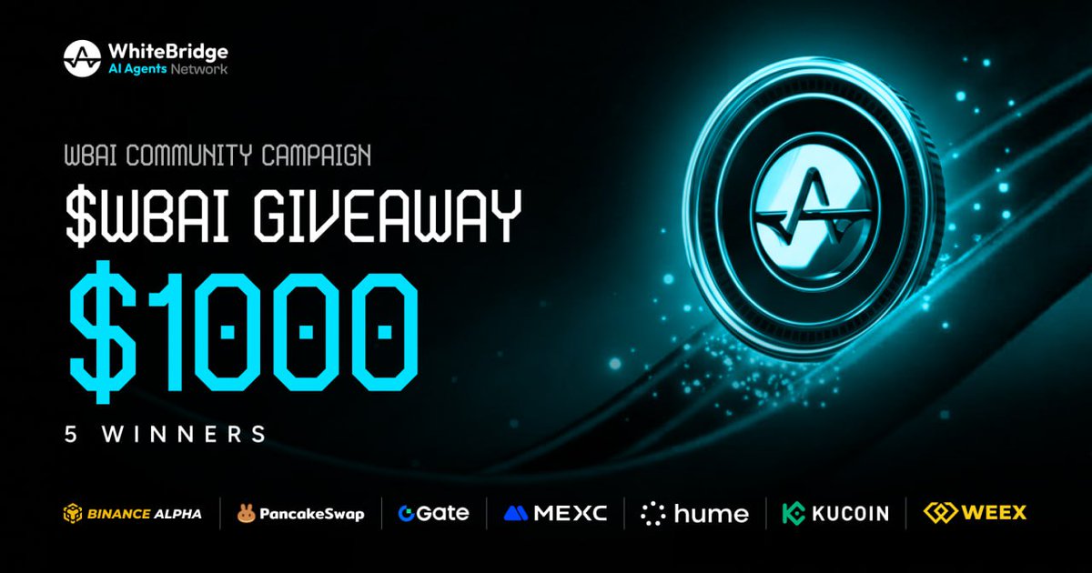 🚀 $1000 $WBAI GIVEAWAY 🚀

WhiteBridge community campaign is live.

We are giving away $1000 worth of $WBAI tokens to 5 lucky participants.

How to participate:

• Buy minimum $50 of $WBAI
• Like this post
• Comment your wallet address + TX hash
(or screenshot of your