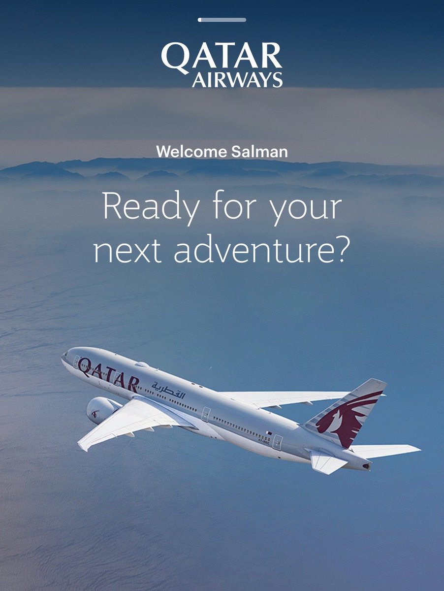 sanayyar's tweet photo. @qatarairways 
Better change your welcome message on the App 🙈🙈 https://t.co/UsOswAsQ6r