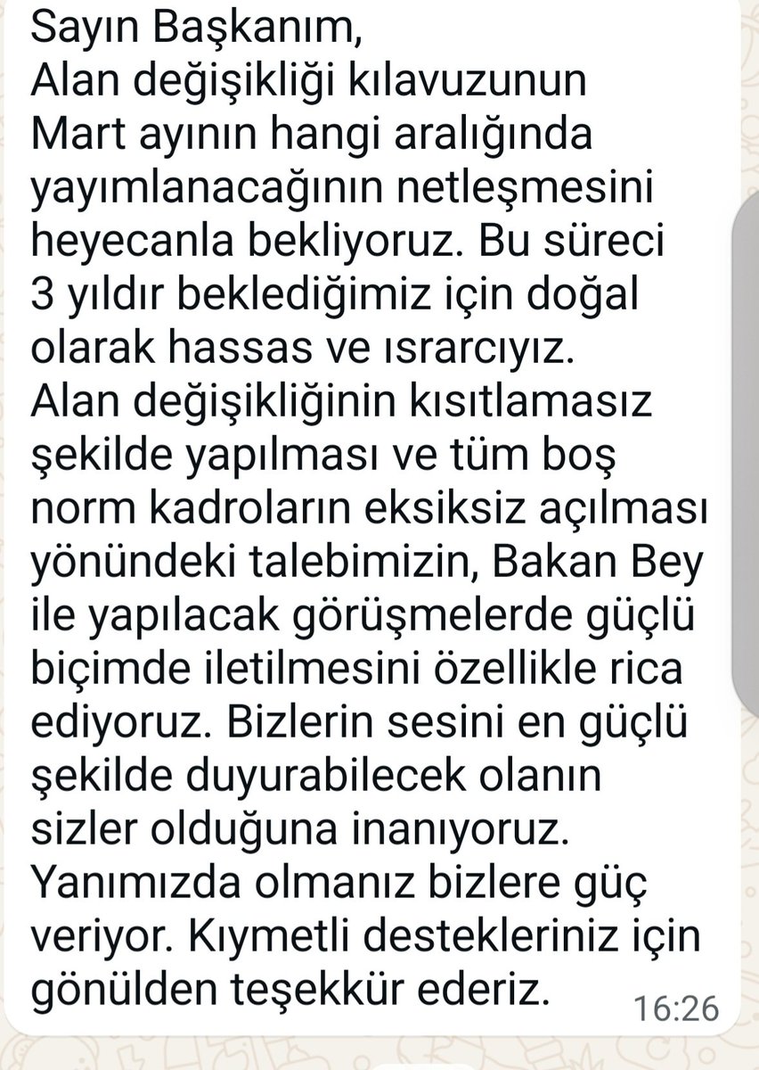 ***ALAN DEĞİŞİKLİĞİ***

Değerli Arkadaşlarım; 

Bütün KİK toplantılarında, yaptığımız ziyaretlerde hep gündemimizde oldu, talep ettik, söz aldık, sizleri bilgilendirdik.

Aylardır yönetmelik değişikliğini bekledik ve artık hiçbir problem yok. Alan değişikliği yapılacağı önceki