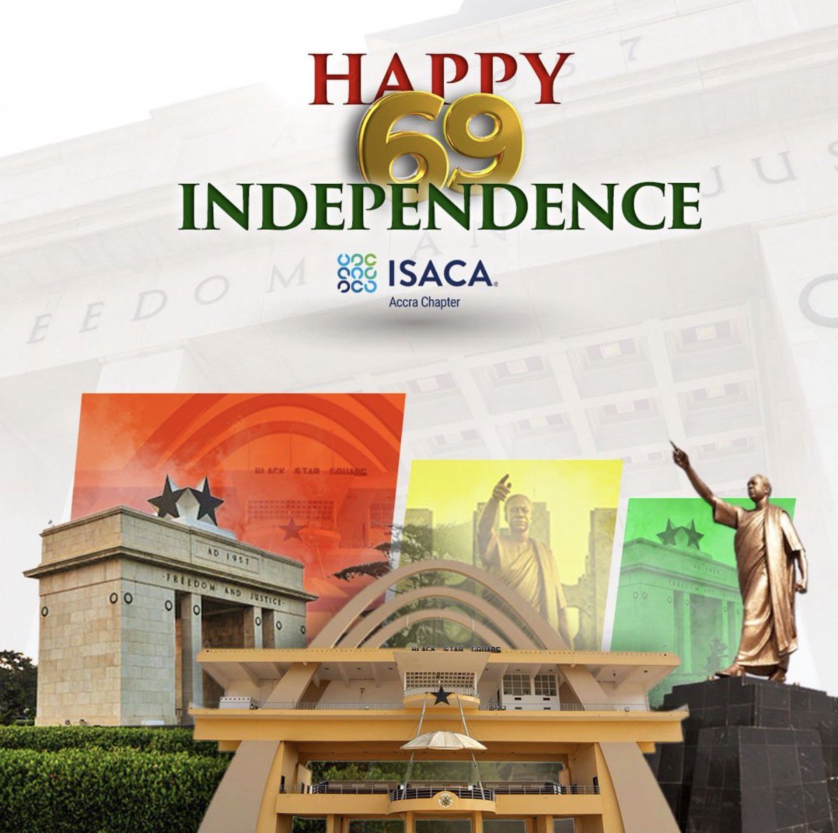 Today we honor the sacrifices of our forebears and the spirit that continues to drive Ghana forward.
May we keep building a nation defined by progress, integrity, and shared purpose.

Happy Independence Day.

#GhanaAt69 #IndependenceDay #ProudlyGhanaian #ISACAAccra