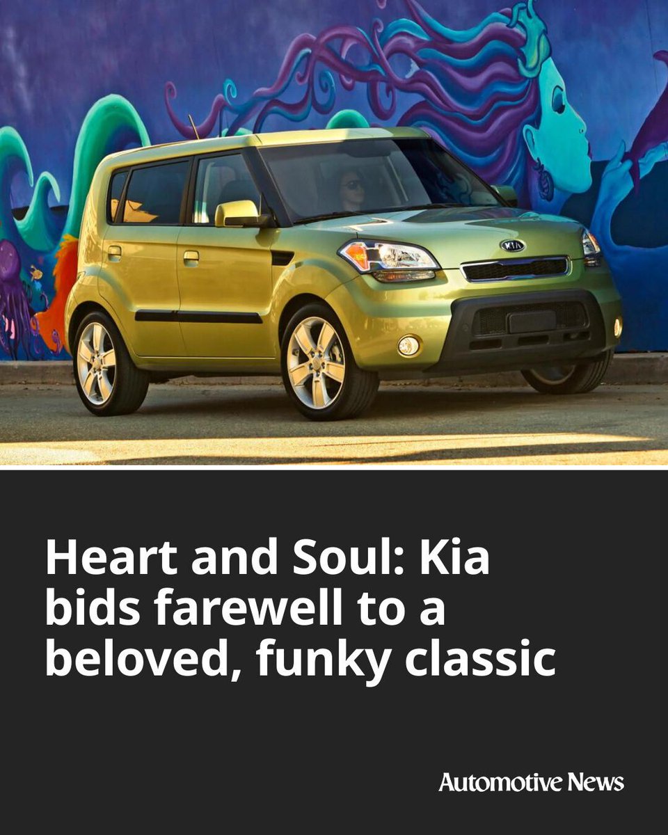 Automotive_News's tweet photo. Kia dealers are about to sell the last 100 2025 Souls in stock, ending a 17-year run for one of the most improbable hits of the auto industry this century.
#Kia #KiaSoul #automotive #autoindustry https://t.co/dUmqaePR0H