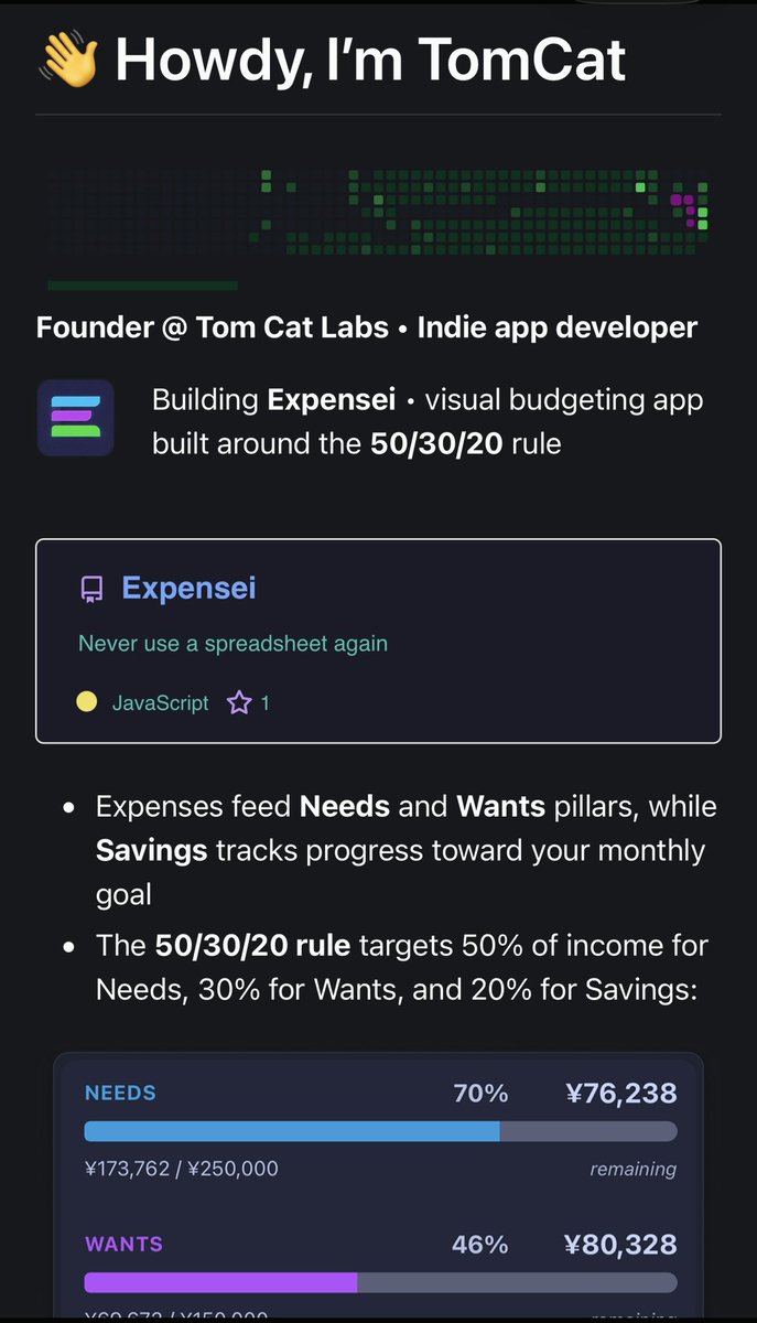 TomCat415's tweet photo. Any markdown pros know if it’s possible to get my text vertically center aligned with my app icon? It looks clean on mobile Github though 😍 https://t.co/bzTLLZNzKV