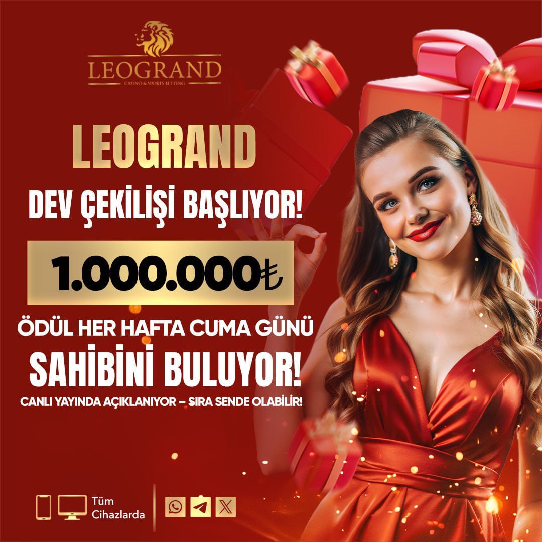 🎁 LEOGRAND’DE DEV ÇEKİLİŞ BAŞLADI!
Toplam 1.000.000₺ her hafta Cuma günü canlı yayında sahibini buluyor.
Her katılım yeni bir şans demek.
İzleyen değil, kazanan ol.
👉 t2m.io/leogrand

#leogrand Şenol Çorlu