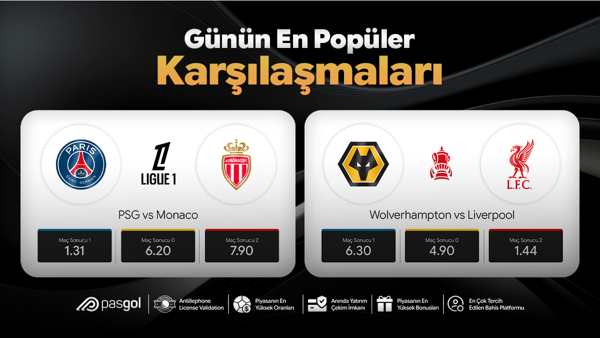 🔥 Pasgol ile Kazanmak Daha Kolay! Yüksek Oranlar, Büyük Fırsatlar! 💸

#PSG✖️#Monaco
#Wolverhampton✖️#Liverpool

🌟%30'a Varan Çevrimsiz Kayıp Bonusu🌟

✅Güncel Giriş:
🔗bit.ly/pasgolsocial

#pasgol #pasgolgiriş