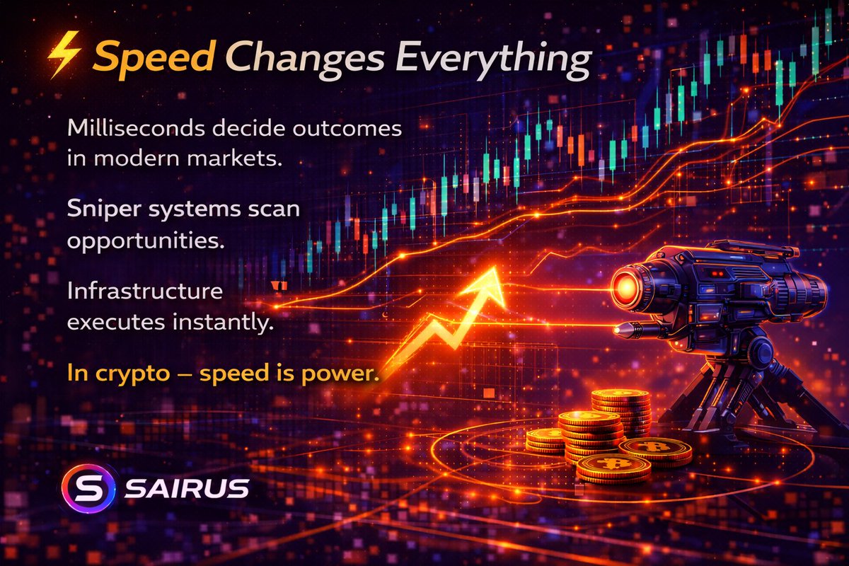 SairusLtd's tweet image. ⚡️ Speed Changes Everything
Milliseconds decide outcomes in modern markets.
Sniper systems scan opportunities.
Infrastructure executes instantly.
In crypto — speed is power.
#SAIRUS #SniperBot #ExecutionSpeed
