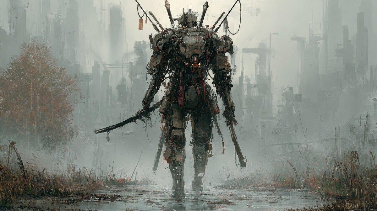 kugerukokok's tweet image. day 6 from #mechapunk series 
epilogue : walking coffin..
#cyberpunk #fantasyart #mecha