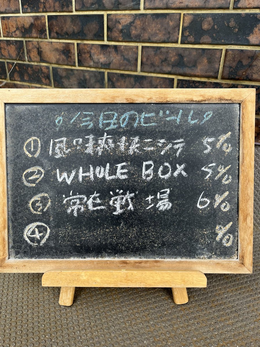見附のビール屋、ビアバーさとうです

新しいタップリストです！
風味爽快ニシテ/サッポロビール
WHOLE BOX/Gangi Brewing×十二屋
常在戦場/HEISEI BREWING

Gangi Brewingと十二屋コラボのピルスナー！
ネクタロンホップを使った香り豊かなピルスナー！

ご来店お待ちしてます！