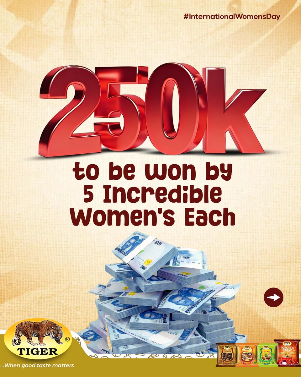 thetigerfoods's tweet photo. INCREDIBLE WOMAN 4.0!
Do you know a woman making a real impact who deserves to be celebrated?
Tag and nominate her for a chance to win ₦250K as we celebrate 5 incredible women making a difference.

T&amp;Cs apply. Swipe to see how to participate.

#TigerIncredibleWoman https://t.co/d6XmPcAzIb
