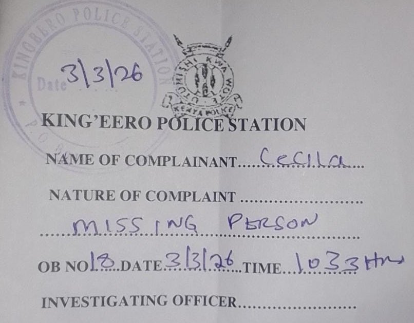 Samuel Mwangi Ng’ang’a, a critique of the government on social media, is missing.

Samuel was last seen on Friday 27th February (a week ago) as he left home to go to work.

He is an Accountant by profession and has a wife and two children.

The matter was reported to the police