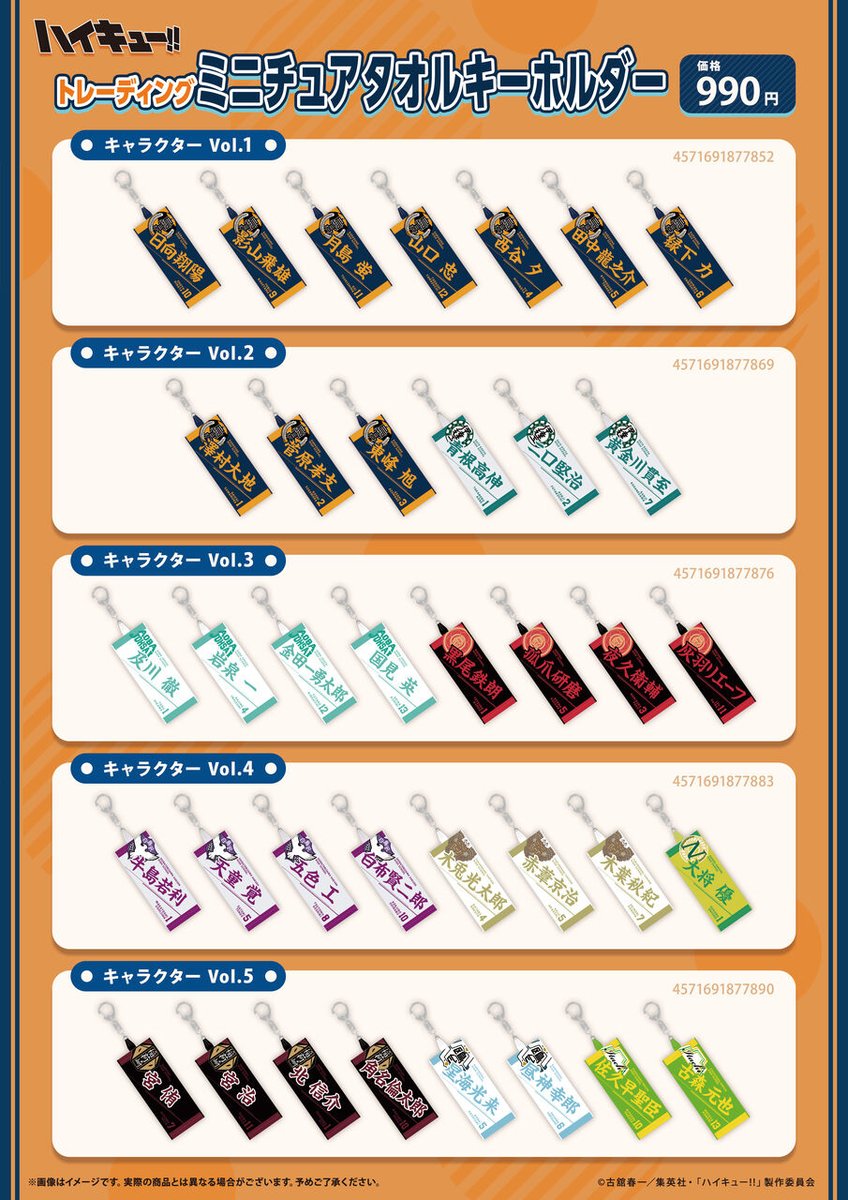 2026年7月下旬発売予定 ハイキュー!! トレーディングミニチュアタオル