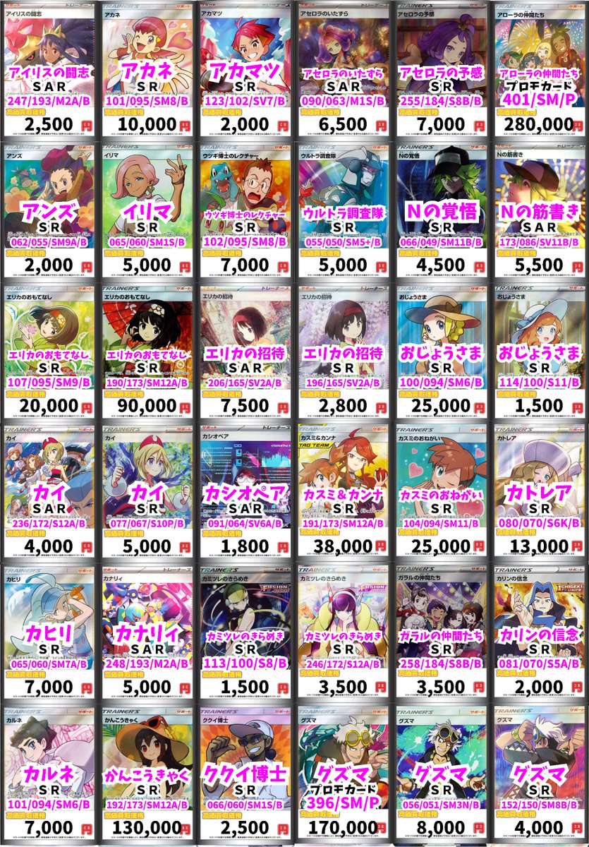 ポケモンカード買取情報！ アイリスの闘志 SAR 2500 アカネ SR