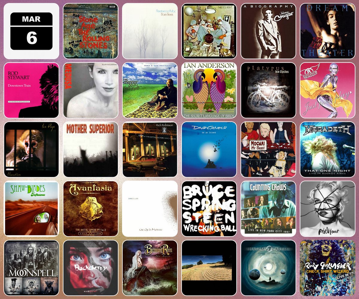 ejpf04's tweet photo. @HoffmanEnrique @Mikehomeseller @TiaColita
#Mar6
Efemérides marzo 6
Álbumes

1971 The Rolling Stones • Stone Age
1972 Fleetwood Mac • Bare Trees
1974 Three Dog Night • Hard Labor
1978 John Mellencamp • A Biography
1989 Dream Theater • When Dream And Day Unite https://t.co/UUdAf2Udxo