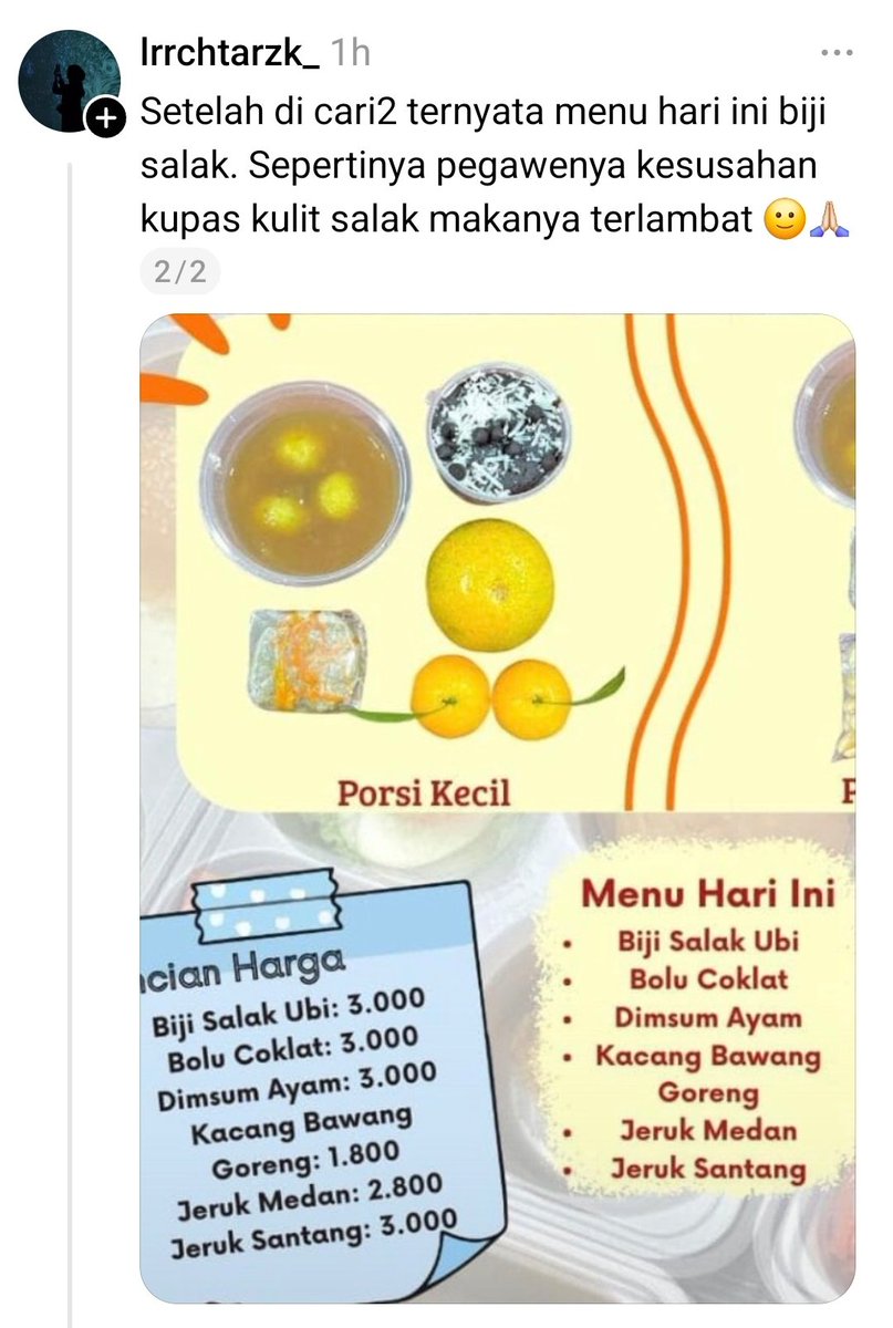 dosenkesmas's tweet photo. MBG Telat karena ngupas kulit salak. https://t.co/zoE6B4eV3w