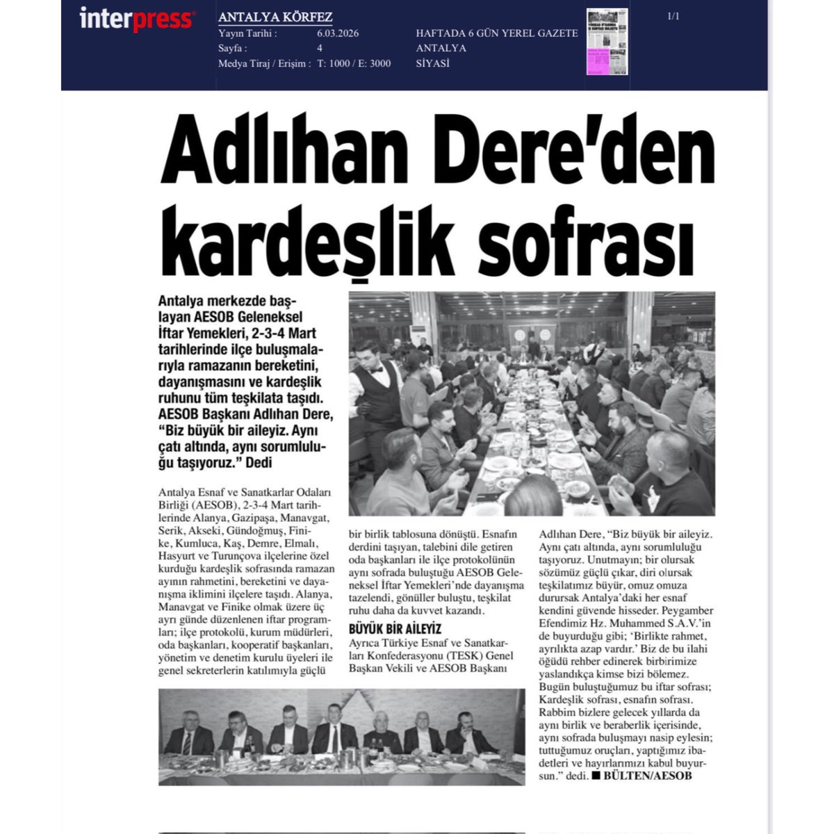 Antalya Esnaf ve Sanatkarlar Odaları Birliği tweet media