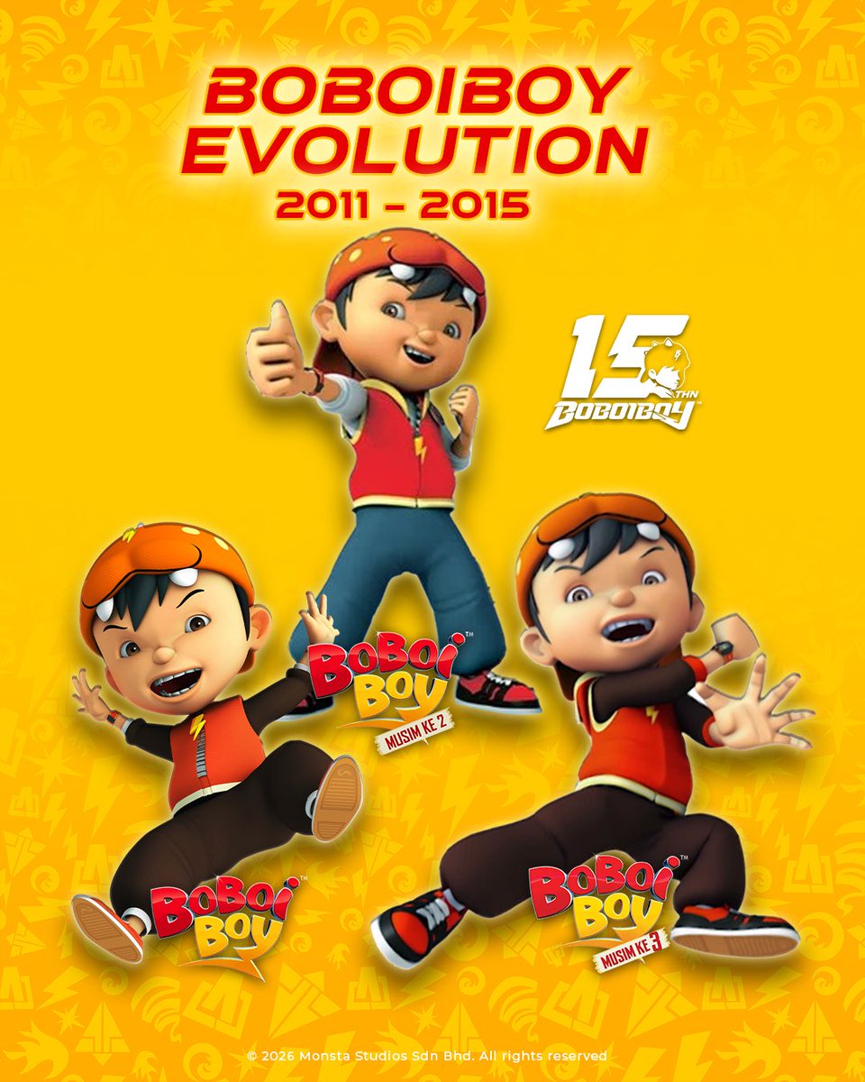 BoBoiBoy's tweet photo. Evolusi karakter BoBoiBoy! Design yang mana satu paling korang suka? 

Komen kat bawah. #BoBoiBoy15 https://t.co/e7rt5Dvszb