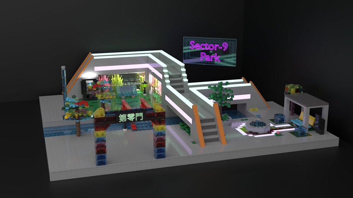 hxhOlKMI7y6502's tweet photo. サイバーパンクな公園
#レゴ　#サイバーパンク
#Blender
#LEGOStudio https://t.co/4QfOwW1dCo