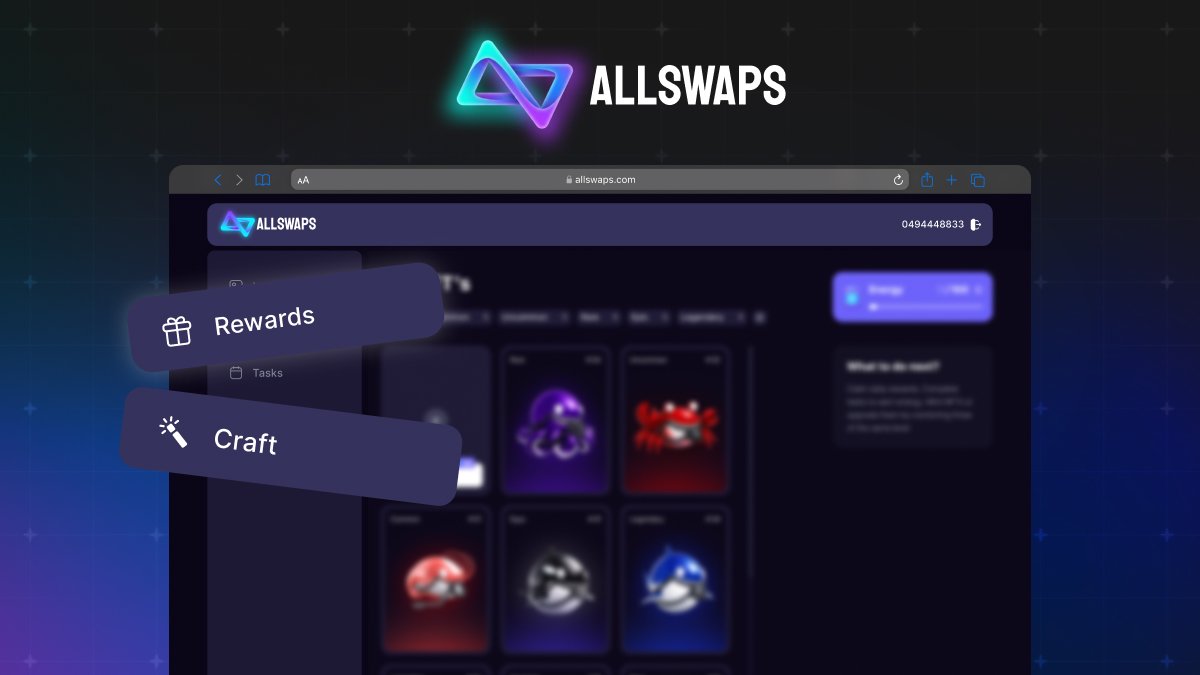 👀 What Awaits You Inside Allswaps?

Last week we launched our website, where you can explore the project’s concept and see how the ecosystem will be organized.

On the site, you can find information about:

• Why you need an Allswaps NFT
• How everything will work
• What is