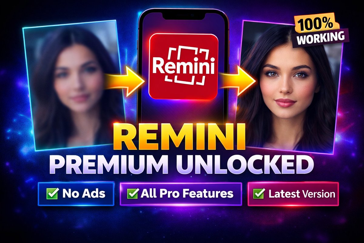 nirob1181's tweet image. ✨ Remini Premium Experience 🚀

Enjoy the power of AI photo enhancement with a Premium-style experience! 📸

✔️ No Ads
✔️ All AI Features Available
✔️ Smooth &amp;amp; Fast Performance
✔️ Blur to HD Enhancement
✔️ Clean &amp;amp; Stable Version
#Remini #PhotoEnhancer #AIPhoto #AndroidApps