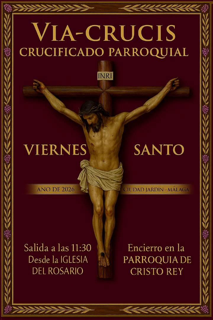 Gpsoberano_'s tweet photo. Os dejamos la programación de las dos parroquias de la semana santa 
Con el viacrucis Parroquial del viernes santo a las mañana 
#CofradíasMLG #semanasantamlg
#ciudadjardinmlg #CristoReymlg https://t.co/VJLoYz5dDJ