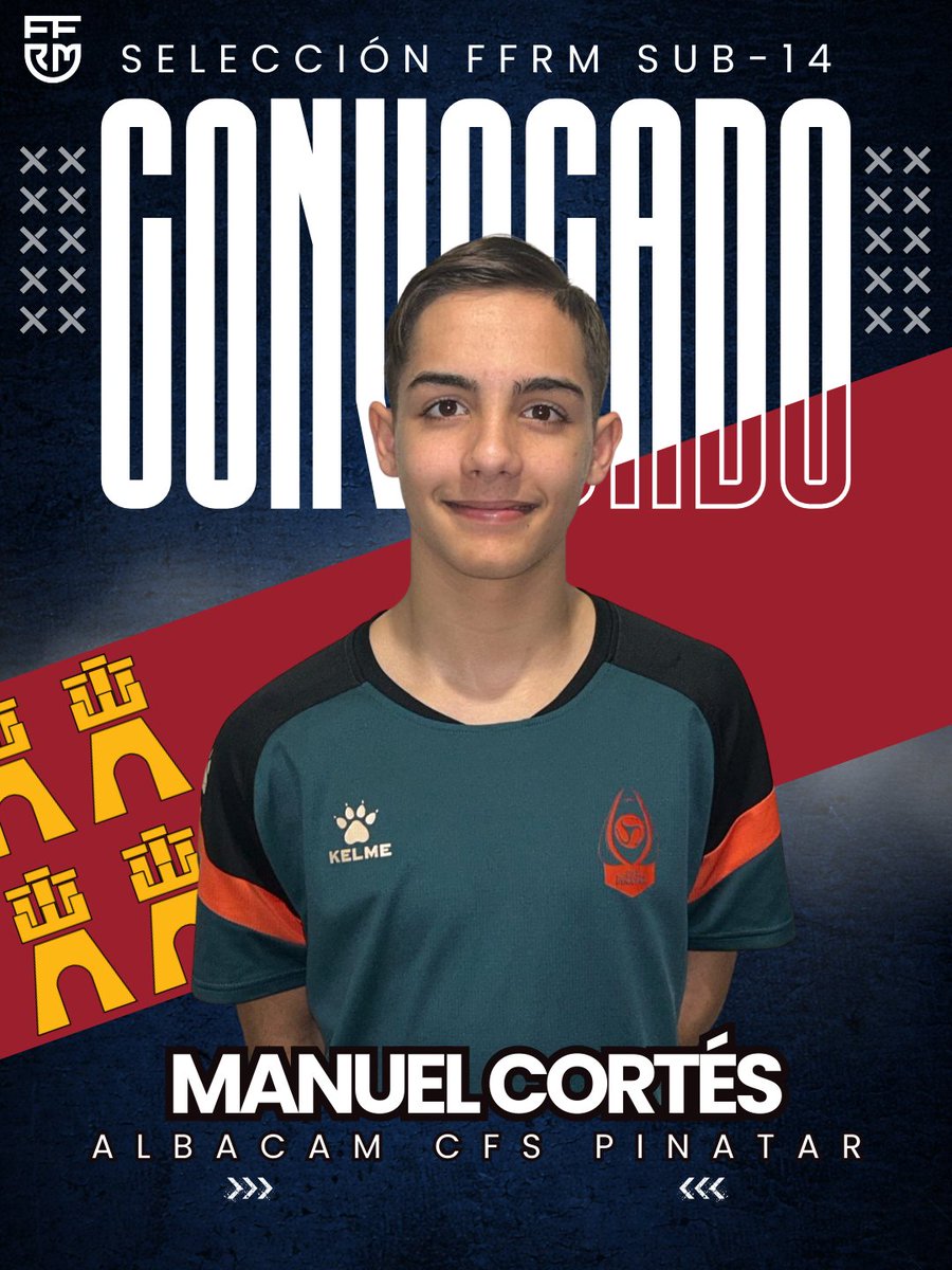 CFS_Pinatar's tweet image. 🤩¡Representación pinatarense en la lucha por el trofeo!

👦🏻Manuel Cortés, jugador del Albacam CFS Pinatar, de nuevo convocado por la selección @ffrm_es Sub-14, ahora para la fase final del Campeonato de Selecciones

🌟Una vez más, ¡orgullosos de nuestra #CFSFactory!

#GOPinatar