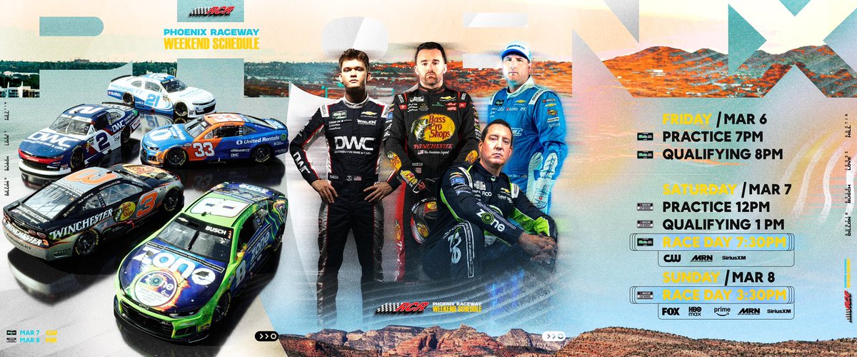 RCRracing's tweet image. Don’t miss any of the action at Phoenix this weekend!

@BassProShops | @winchester | #Zonepartner | @UnitedRentals | #DWC | @BennettFamilyCo | #drive4bennett