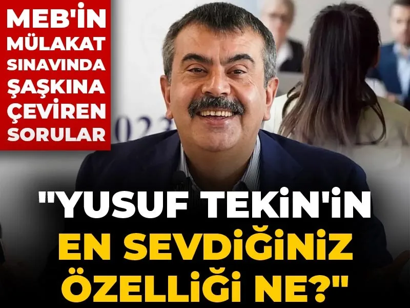 Milli Eğitim Akademisi'nin mülakat sınavındaki soruları

"En sevdiğin üç Milli Eğitim Bakanı'nı sayar mısın?"

"Milli Eğitim Bakanı Yusuf Tekin'in en sevdiğin özelliği nedir?"
halktv.com.tr/gundem/mebin-m…
