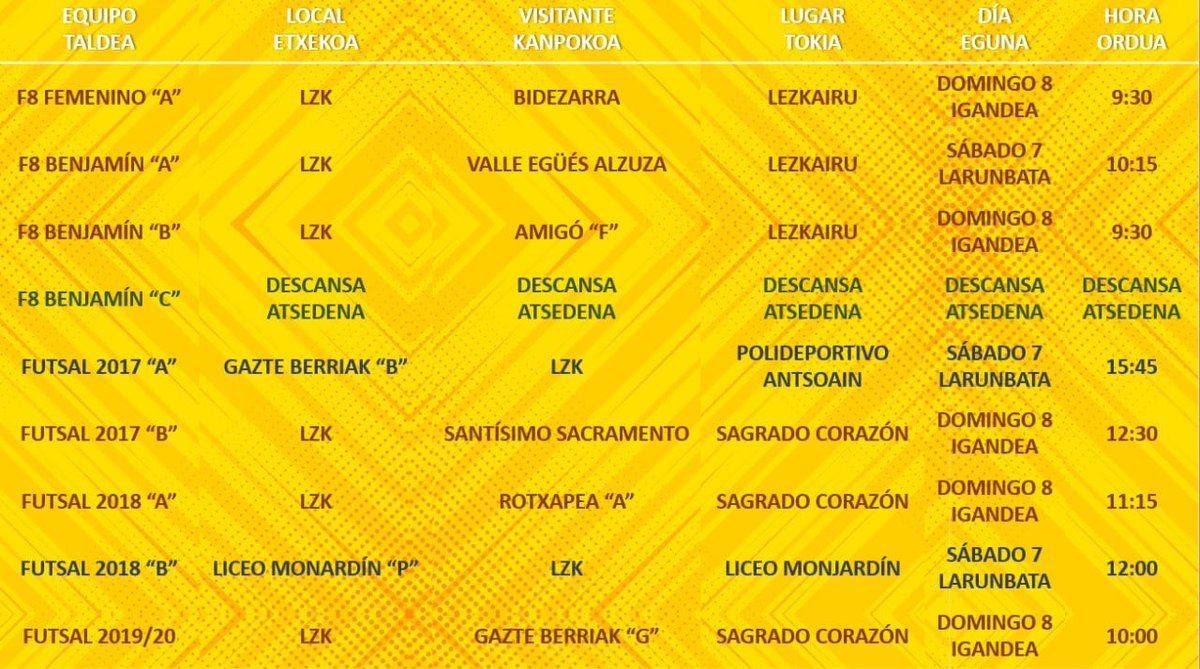 📆 SEÑALAMIENTOS | PARTIDAK

#AupaLZK 💛