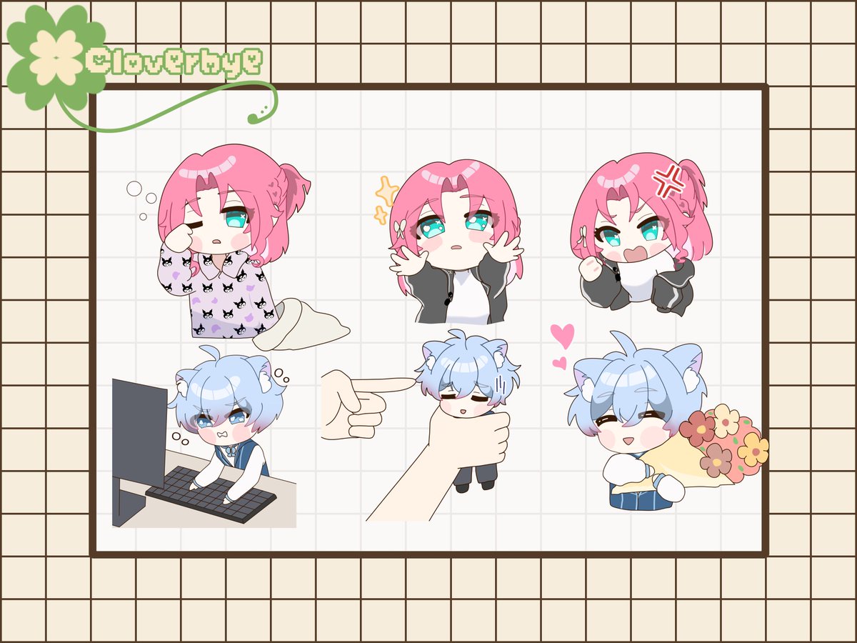 Jni236's tweet photo. Emotes Commision Open‼️
$5 each emote
Dm for more info 🍀 

#emote #Commission #commissionsopen #chibiart #stickers #Vtubers https://t.co/uSCXJ0J4iV