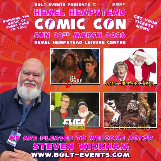 StevenWickham00's tweet photo. I'm delighted to be at the Hemel Hempstead Con on March 22nd, do pop along and say hi! #ComicCon #RedDwarf #DoctorWho #MrsBrownsBoys https://t.co/ENPY0IKL4p