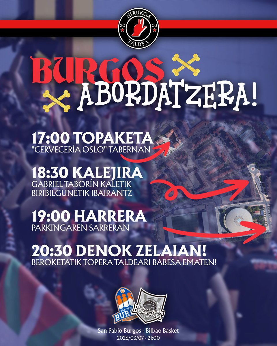 HIRUKOA_taldea's tweet photo. 🏴‍☠️ 𝐀𝐁𝐎𝐑𝐃𝐀𝐓𝐙𝐄𝐑𝐀! 🏴‍☠️

Lau urteren ondoren Burgosera itzuliko da marea beltza. Egitarau hau prestatu dugu denok batera garaipenerarte arraun egiteko 🛶

Etxetik entzun gaitzatela Bilboko 300 piratoi! ✊🏼 https://t.co/7dQnRBbbmD