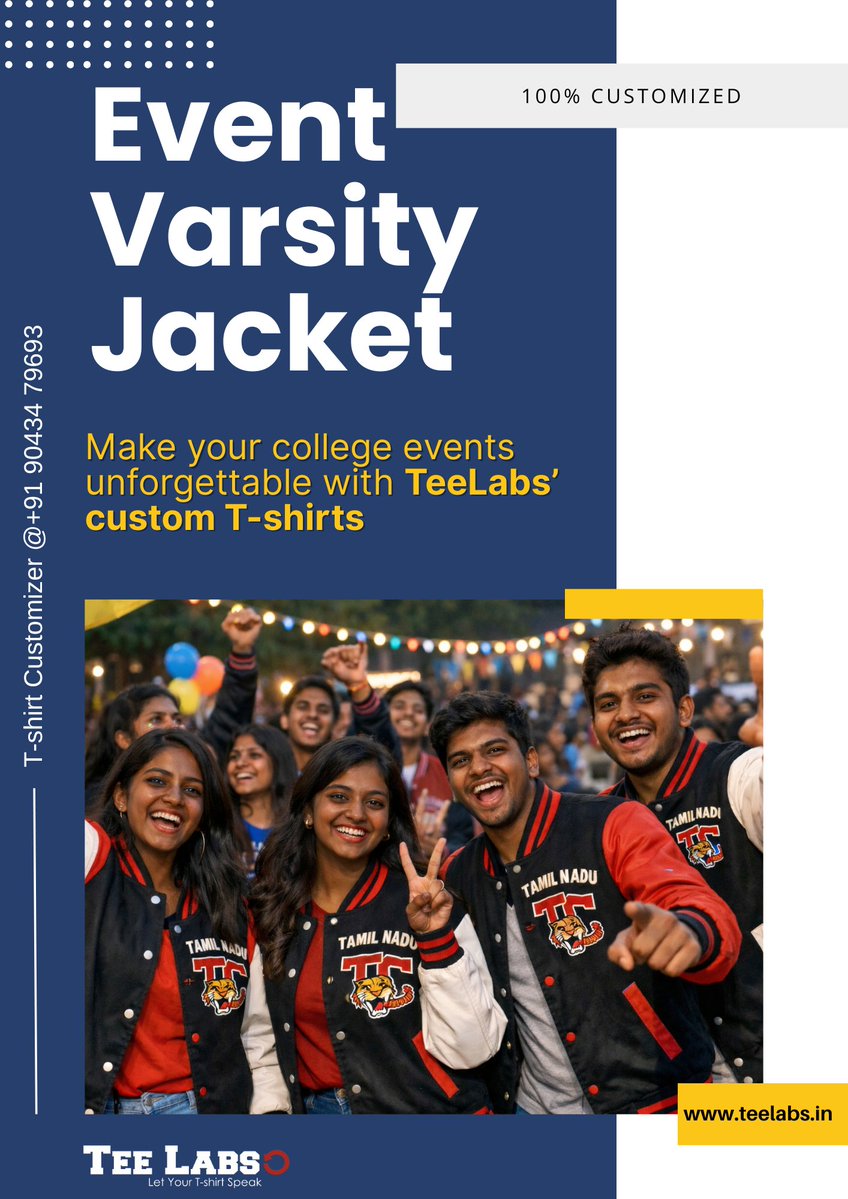 DiyaneshRk's tweet image. Level up your team style with custom Varsity Jackets! 🔥

📞 Contact: +91 90434 29397
📍 Available in Madurai &amp;amp; Chennai

#VarsityJacket #CustomJackets #TeamStyle #CollegeFashion #CustomApparel #BrandPromotion #BulkOrders #TeamUniform #MaduraiBusiness #ChennaiBusiness #TeeLabs